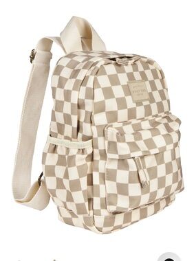 Checkerboard Kids Backpack - Beige Cream
